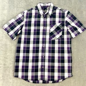 Eddie Bauer First Ascent Blue Black Snap Down Plaid Shirt Size Medium‎